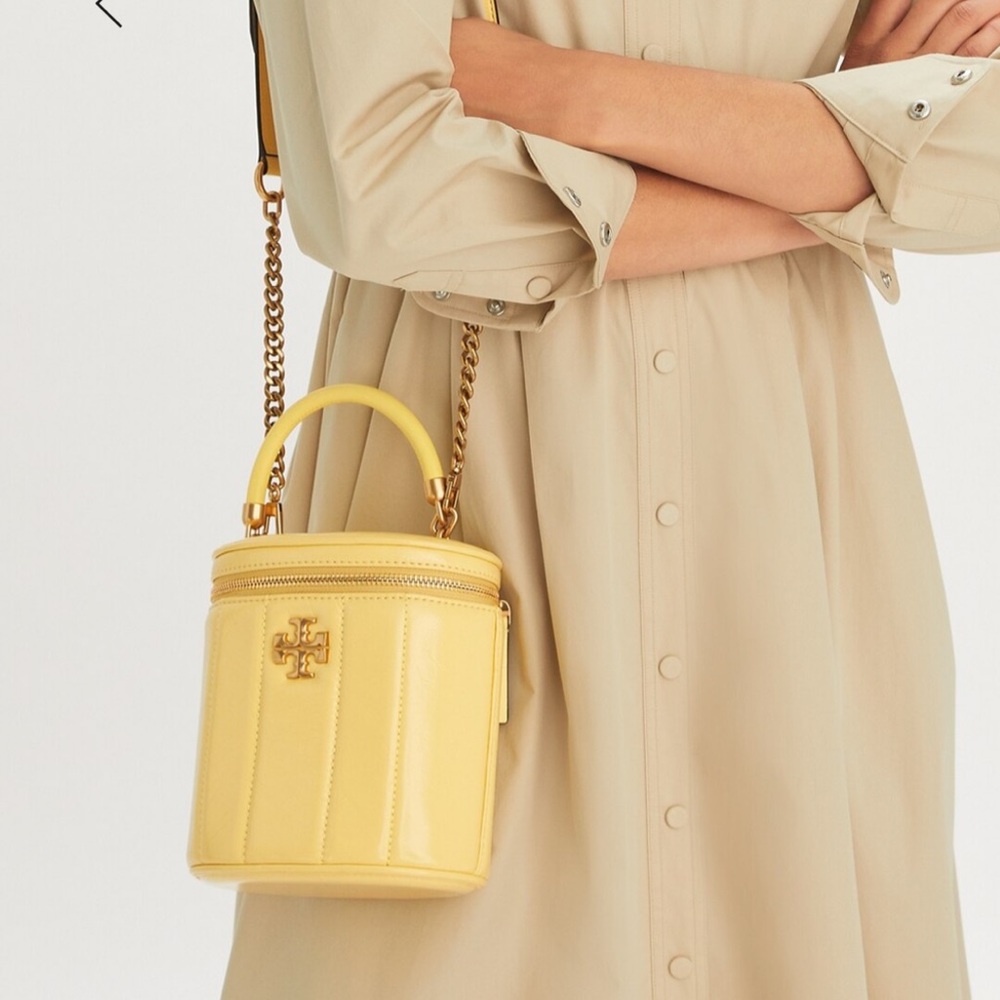 Tory Burch Yellow Kira Vanity Bucket Crossbody Bag